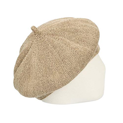 WITHMOONS Beret Hat Breathable Mesh Summer Straw French Berets KRF1165 (Brown)