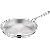 Jamie Oliver by T-FAL Cook Smart Frying Pan 9.4 in / 24 cm, Uncoated Stainless Steel, Robust, Fast Heating, Even Cooking, Riv