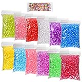 YUEAON 12 Pack colorful Slushie fishbowl beads with 1000pcs mixed slices for slime making kit colorful Vase Filler Beads Kids Crafts(12ounce,12colors)