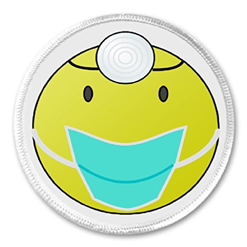 A&T Designs Smiley Face Doctor 3" Sew On Patch - Medical Cute Funny Humor Nurse