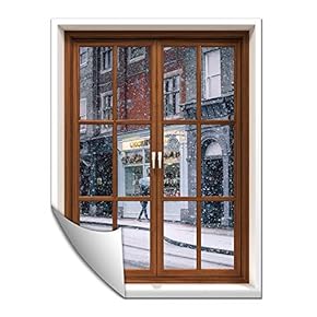 Wall Paper Small Wall Mural Snowscape Out of The Window Wall Art Removable Wall Decoration for Bedroom Living Room - 24x32 inches