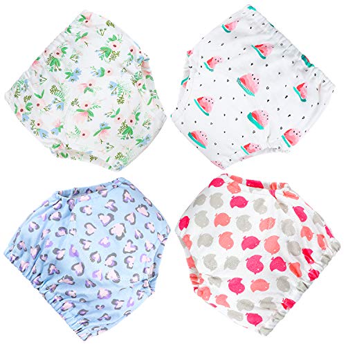 4 Pack Potty Training Pants for Baby and Toddler Girls,Pure Cotton