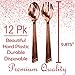 Rose Gold Serving Utensils Disposable Plastic 6 Serving Spoons, 6 Serving Forks - Set of 12
