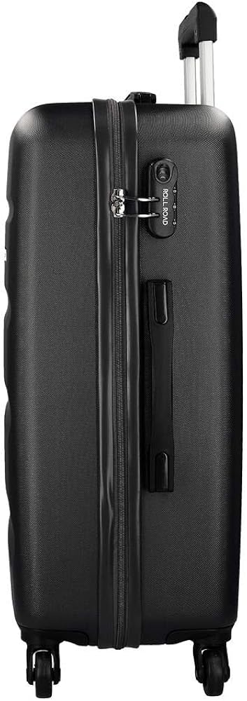 Roll Road Flex Black Big Suitcase 51x74x28 cm Rigid ABS Combination Lock 91 Litre 3.8 kg 4 Wheels, 51x74x28 cms - Image 3
