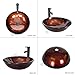 Elecwish 812799022763 Bathroom Vessel Sink with Faucet Mounting Ring and Pop Up Drain, Tempered Glass Basin, 16.5