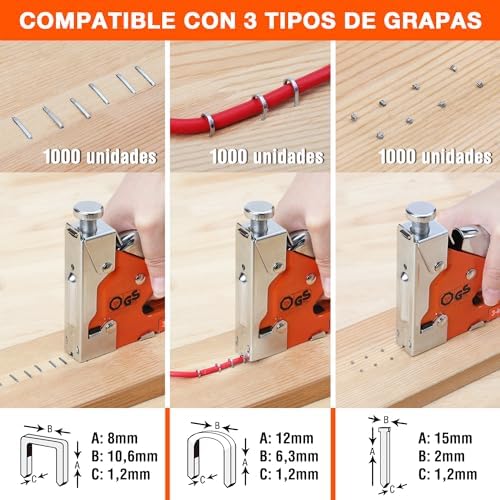 Grapadora Manual 3 en 1 con 3000 Grapas