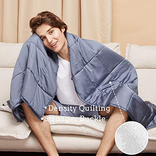 ZonLi Bamboo Cooling Weighted Blankets, 12 lbs (48''x72'' Grey Navy