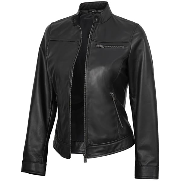 ARKTRADING Tall Women's Black Leather Jacket with Removable Hood