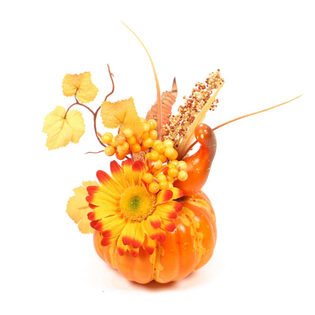 Halloween Decoration Artificial Pumpkin Maple Leaf Flowers Orange Ornament Bonsai Table Centerpiece Props for Halloween Thanksgiving Autumn Fall Decoration