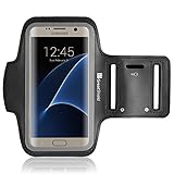 GreatShield Stretchable Neoprene Sport Armband Case with Key Storage for Galaxy S6/S6 Edge, HTC One M9/M8/M7, LG G3/G2, Motorola Droid Turbo (Black)
