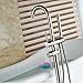 Zovajonia Brushed Nickel Floor Mounted Bathtub Shower Faucet Set 2 Handles Free Standing Tub Filler with Hand Shower