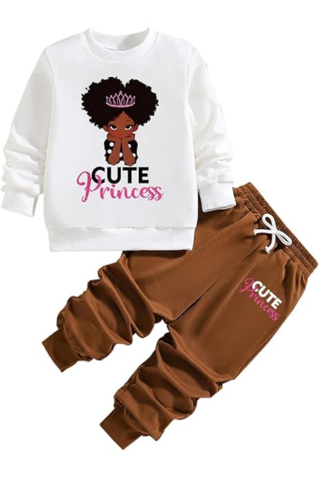 Girls Sweat Suits Toddler Girls' Cute Graphic Sweatsuit Set