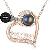 NORBU Mother's Day Gifts, S925 Sterling Silver Mother Necklace, Heart Projection Necklace for Women, Mom, I Love You to The Moon and Back Pendant, Womens Jewelry Gifts for Birthday Anniversary Christmas