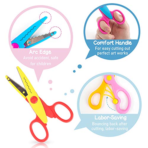 LovesTown Paper Edge Scissor Set,7 Pcs Shape Scissors Designs Pattern Scissors Craft Art Scissors for DIY Photos Album Scrapbooking