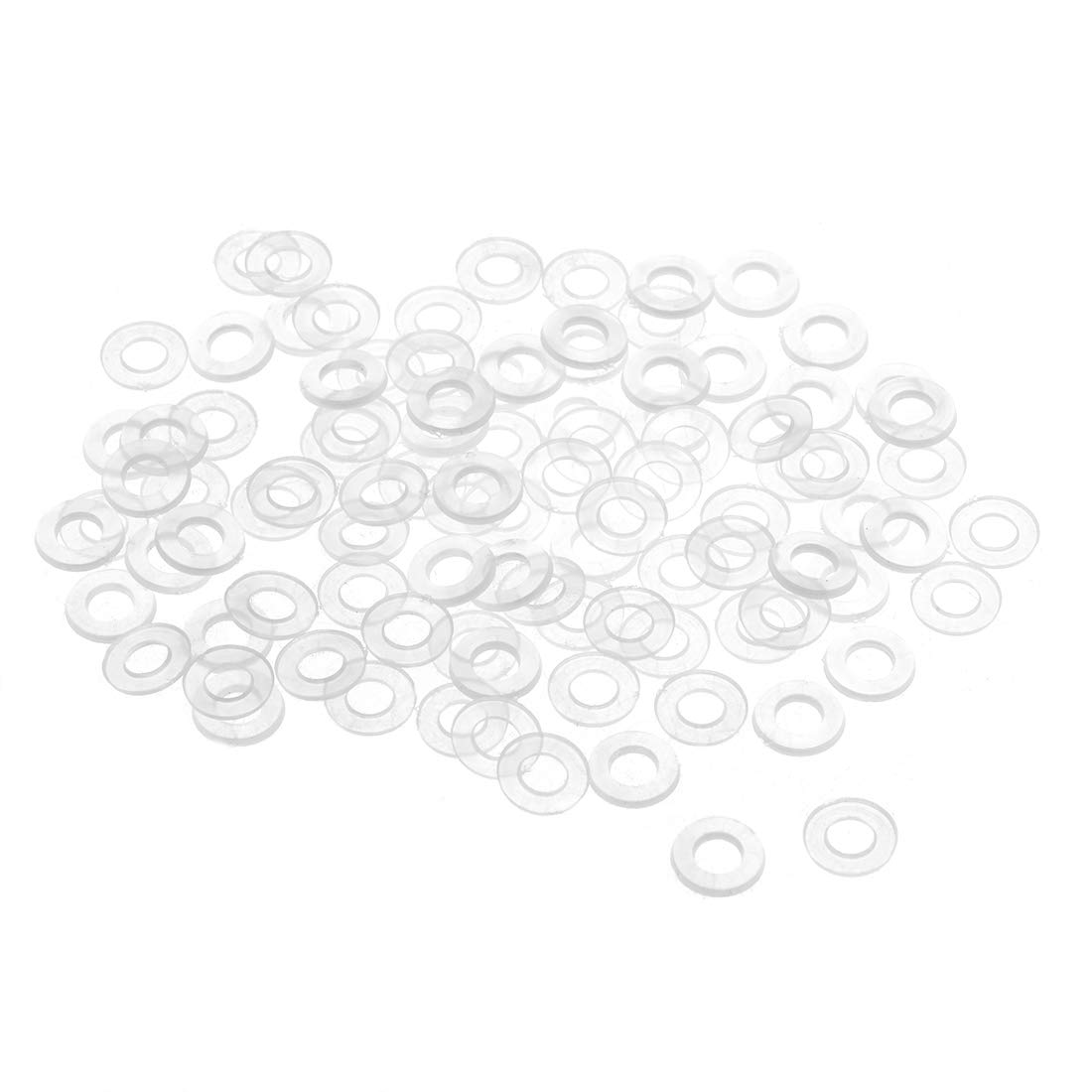 sourcing map Nylon Flat Washers M4 8.5mm OD 4mm ID 1mm Thickness Sealing Gasket for Faucet Pipe Water Hose, Clear, Pack of 300