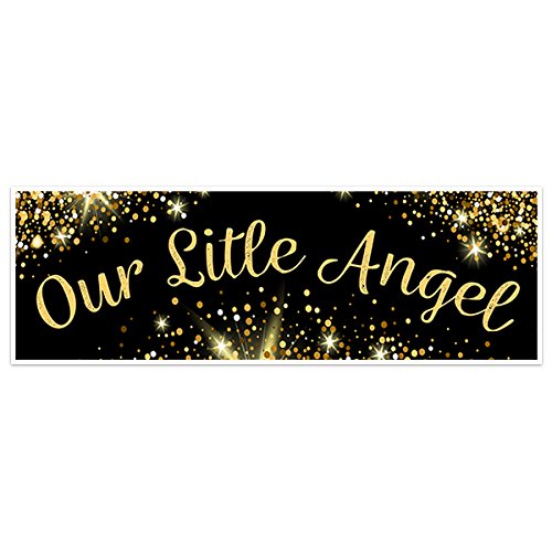 Amazon Com Black And Gold Our Little Angel Banner Party