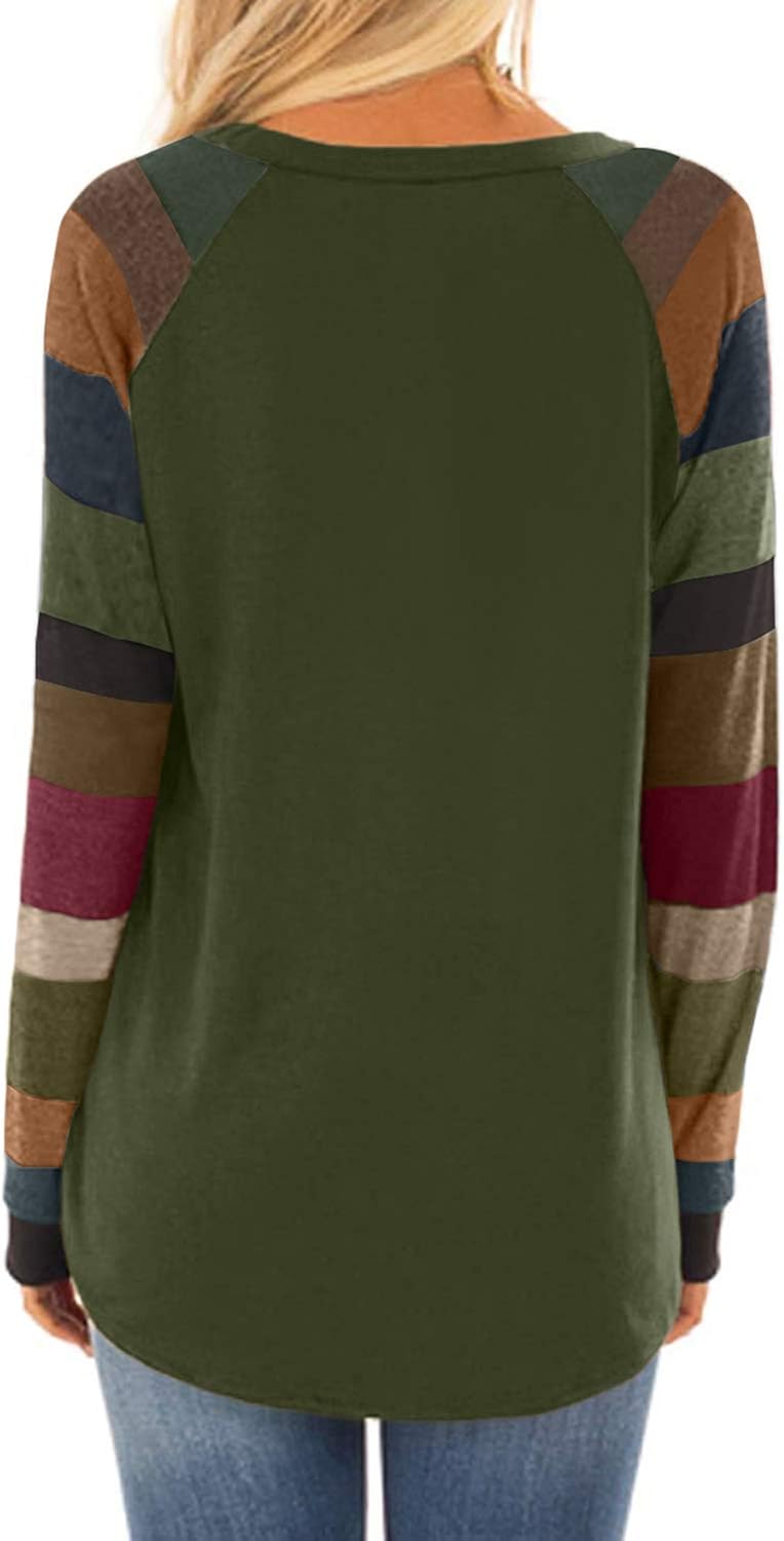 Malaven Womens Casual Color Block Long Sleeve Pullover Tops Loose Lightweight Tunic Shirt at  Women’s Clothing store
