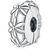 MEETCCY 2pc Clip Spacer Charms Bracelets for Women 925 Sterling Silver Blue White Crystal Clip Lock Spacer Stopper Charm Bead for Bracelet