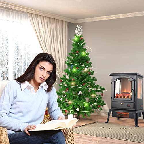 LIFE SMART Quartz Infrared Electric Fireplace Stove Heater with Remote Control - Electric Space Heater with Adjustable Thermostat for Office and Home 1500W