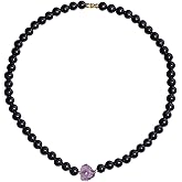 XHUUU Black Obsidian/Drusy Quartz Amethyst Beaded Necklace for Women Men Balance Meditation Power Energy Crystal and Gemstone Necklaces