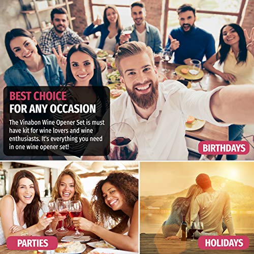 VINABON Wine Opener New Model 2019 - Lever Wine Opener Kit - Manual Wine Bottle Opener Set - Fast Rabbit Corkscrew Wine Openers - Easy Cork Screw Wine Set - Wine Cork Remover Tool - Ebook Wine Guide