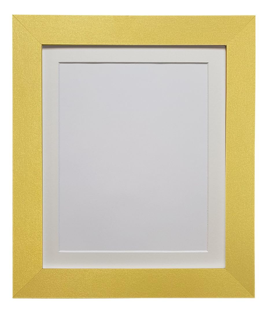 FRAMES BY POST H7 Picture Photo Frame Plastic Glass Gold with Ivory Mount 18 x 12 Image Size 14 x 8 Inch