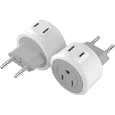 2 Pack European Travel Plug Adapter, US to Europe Plug Adapter | Adapter for Europe Plug, Travel Essentials for Spain, Italy, France, Germany, Iceland, Type C
