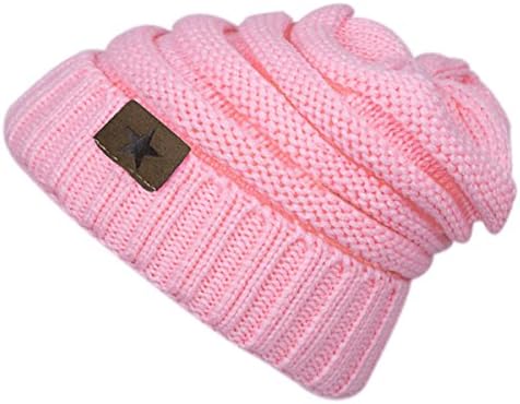EVRFELAN Soft Winter Warm Knitting Hat Cable Beanie Solid Daily Slouchy Hats Skull Cap (Pink2)