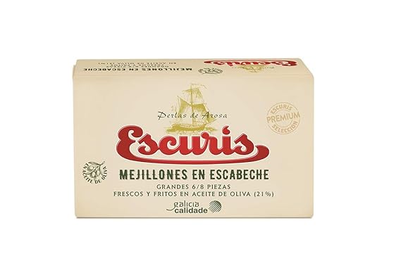Escuris, Conserva de mejillones en escabeche 6/8 piezas - 6 latas ...