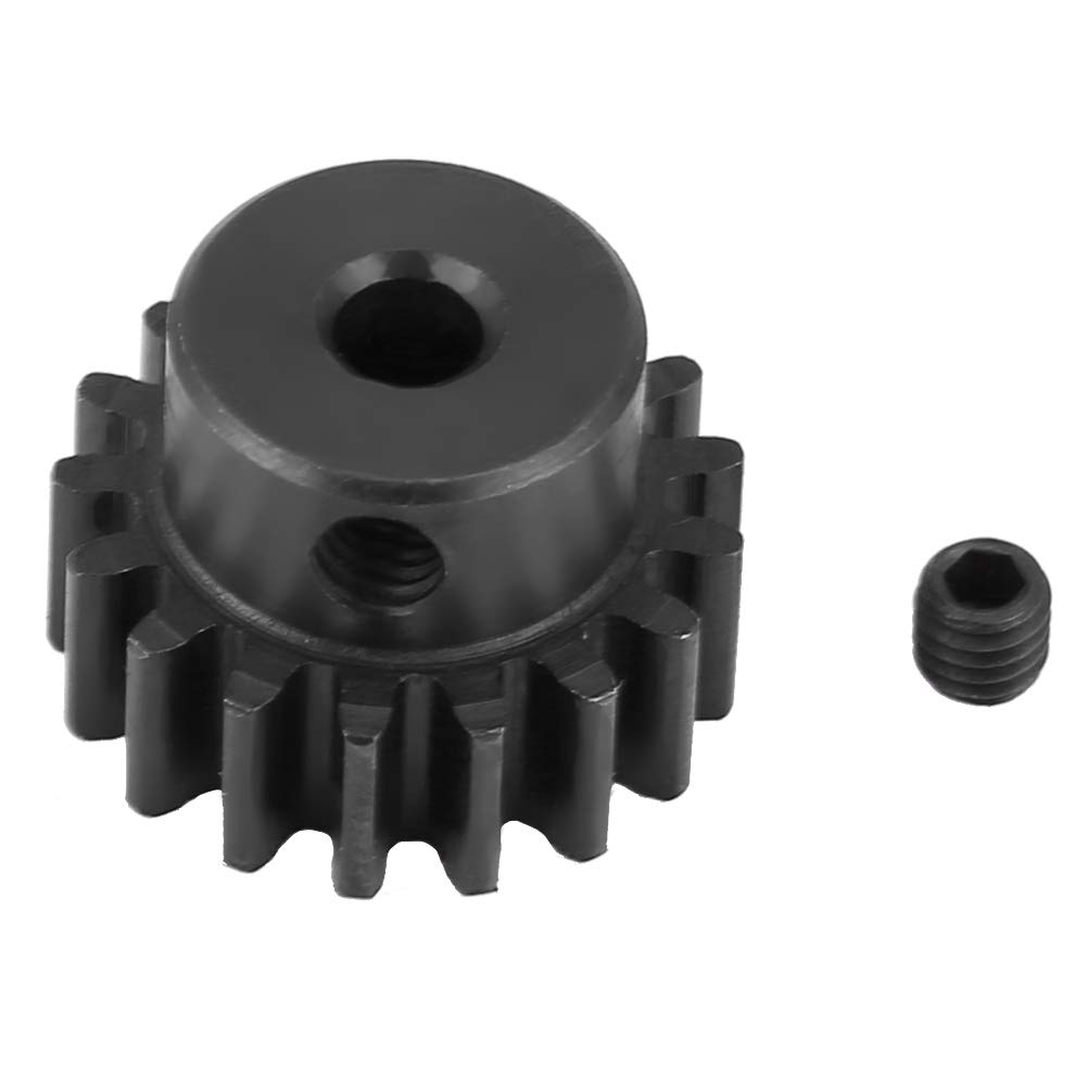 RC Motor Gear, Steel Metal Motor Pinion Gear 17T 0.8 Module Upgrade Part Available for HIMOTO E10MTL/E10MT/E10BP 1/10 RC Car (Black)