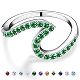 Emerald Birthstone Ring for women-Copper Round Cubic White Zirconia Solitaire Wedding Engagement May Birthstone Ring Size 8 for Women