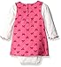Bon Bebe Baby Girls' 2 Piece French Terry Jumper Set With Longsleeve Bodysuit, Pink Ribbons, 6-9 Months