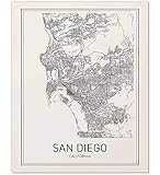 San Diego, San Diego Map, San Diego Map Print, City Map Posters, Modern Map Art, California Map Art, California, Map Wall Art, Black and White, Minimalist Art, Scandinavian Poster, 8x10