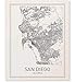 San Diego, San Diego Map, San Diego Map Print, City Map Posters, Modern Map Art, California Map Art, California, Map Wall Art, Black and White, Minimalist Art, Scandinavian Poster, 8x10
