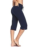 HISKYWIN 17" Inseam Women's Straight Leg Yoga Capri