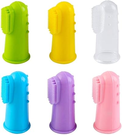 Vicloon Silicone Baby Finger Toothbrush 6 Pack with Clear Case Set