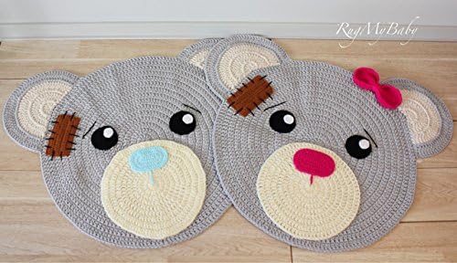Round Rugs Baby Rug Nursery Rugs Cute Bear Design Home Decoration Area Rugs Bedroom/Living Room Carpet Mat Baby Crawling Mats Kids Play Mat Machine Washable Rugs (round 31”) shipping CA