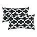 CaliTime Pack of 2 Soft Canvas Pillow Covers Cases for Couch Sofa Home Decor Modern Quatrefoil Accent Geometric 12 X 20 Inches Black