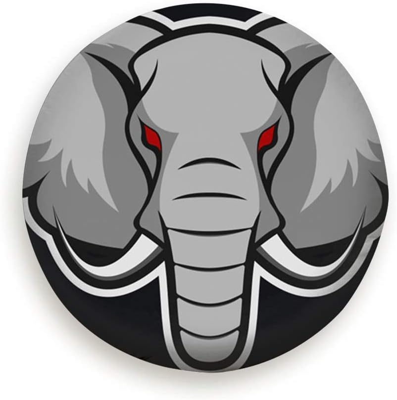 SunwdSpare Wheel Covers, Elephant Mascot African Head Animals Signs Symbols Pure Black 14", 15",16",17" inch Polyester Spare Tire Tyre Wheel Valve Cover (1pcs of Pack)