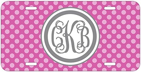 Personalized Monogrammed Polka Dot Light Purple Grey Vine License Plate Auto Tag