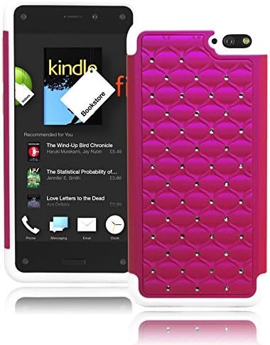 Bastex Durable Heavy Duty Pink Bling Design Cover with White Soft Silicone Case for Amazon Fire Phone