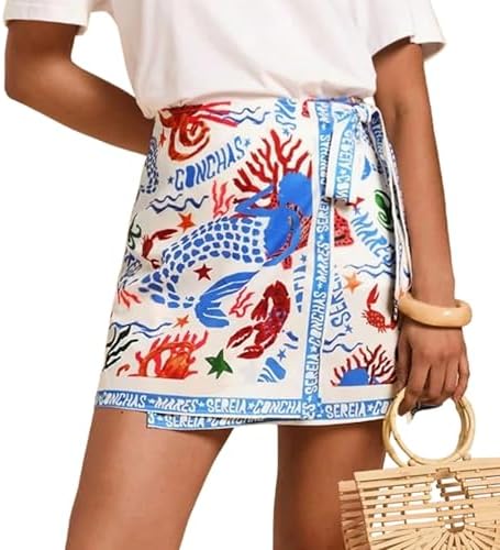 MakeMeChic Women's Summer Boho Wrap Mini Skirt Beach Vacation