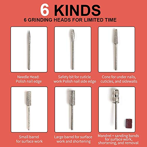 30,000rpm Professional Nail Drill Machine for Acrylic Nail Kit, Light Acrylic Electric Nail File Kits for Remove Nail Gel Polish, Nail Drills for Acrylic Nails Design for Home Salon (Black)