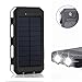 Digital-kingdom Solar Charger,Solar Power Bank 20000mAh Waterproof Portable External Battery USB Charger Built in LED light with Compass for iPad iPhone Android Cellphones (Black & White)