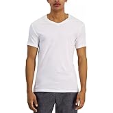 Alfani Men's 100% Combed Cotton 4 Pack V-Neck Undershirts White Tagless (Small)