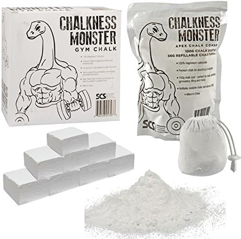 Gym Chalk Mega Pack - Chalk Blocks (1 LB) AND Chalk Sock (56 g) And Chalk Powder (100 G) - For Rock Climbing, Weight Lifting And Gymnastics