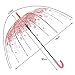 Dracarys Transparent Umbrella - Sakura Umbrella - Clear Cherry Umbrella - Flower Bubble Dome Shape Rain Umbrella - Half Automatic Umbrella for Girls Ladies and Kids – Dracarys (red)