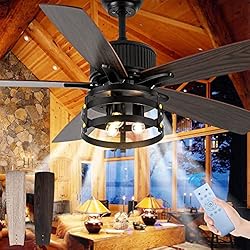 Farmhouse Rustic Ceiling Fan with Lights, 52 Inch