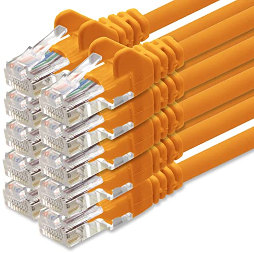 1aTTack.de – LAN Network Cable – 10m – Gigabit RJ45 – 10 pieces - orange