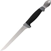 Kershaw 7" Boning Knife with Spoon, Black, 7 Inch Blade | Trailing Point Blade Tip, Attached Spoon, Fishing Fillet Knife for Medium Salt and Fresh Water Fish